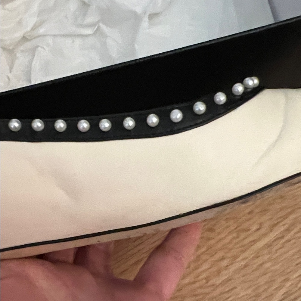 CHANEL Pearl Black Cream Lambskin CC Ballet Cap toe Flats 2016 - Picture 8 of 16